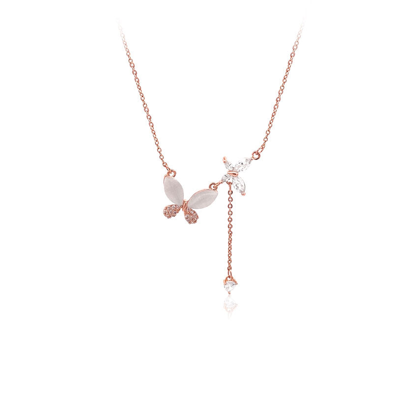 Gold diamond store butterfly necklace