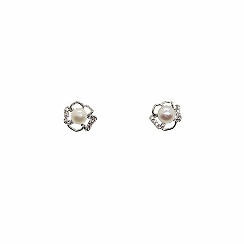 White gold flower on sale earrings