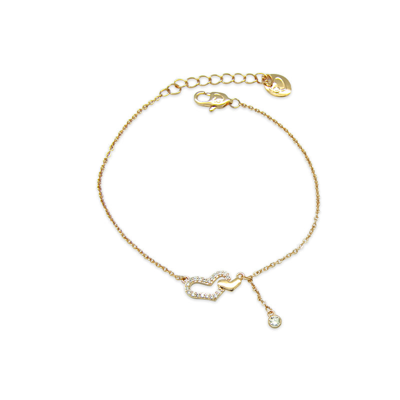 Gold heart hot sale chain bracelet