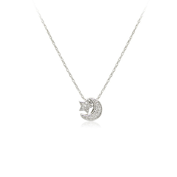 Gold and diamond moon on sale necklace