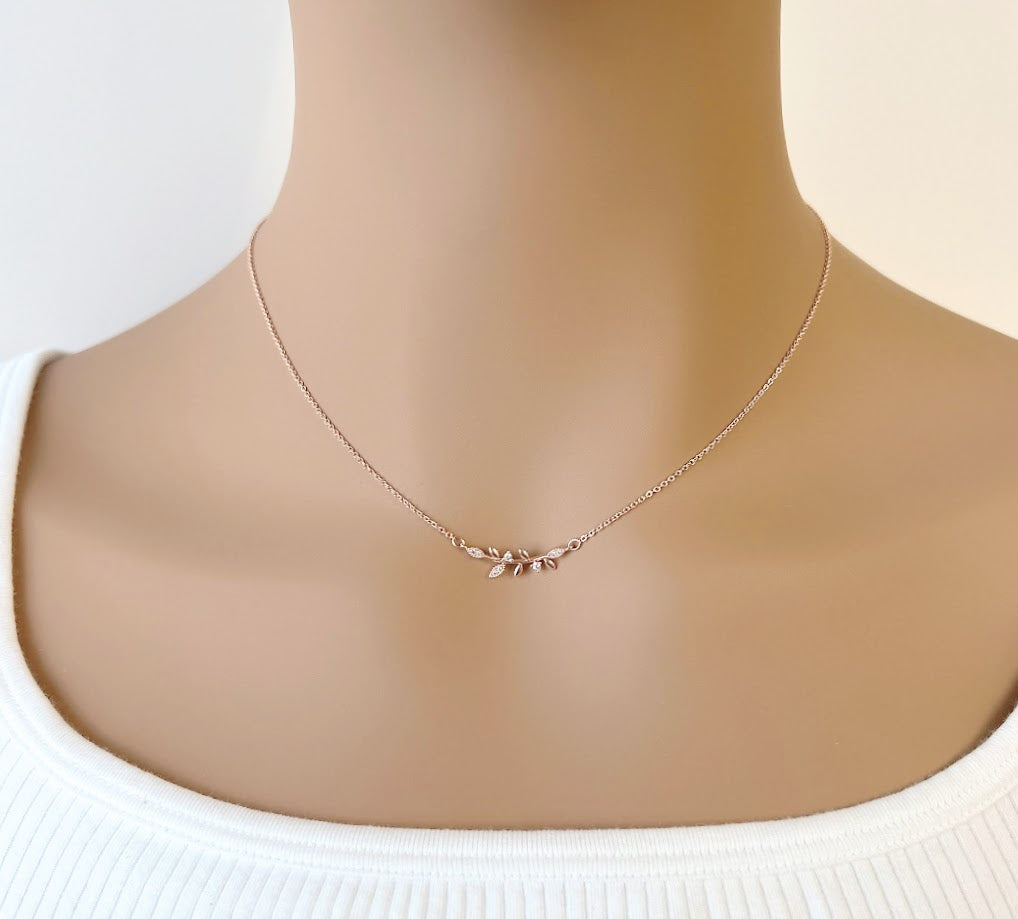 Leaf Cubic Zirconia Necklace