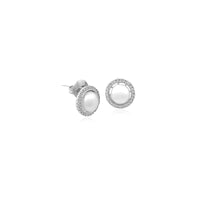 Freshwater Pearl and Cubic Zirconia Stud Earrings