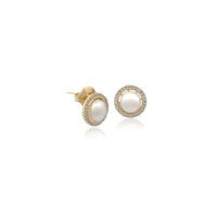 Freshwater Pearl and Cubic Zirconia Stud Earrings