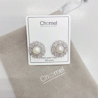 Freshwater Pearl and Cubic Zirconia Stud Earrings