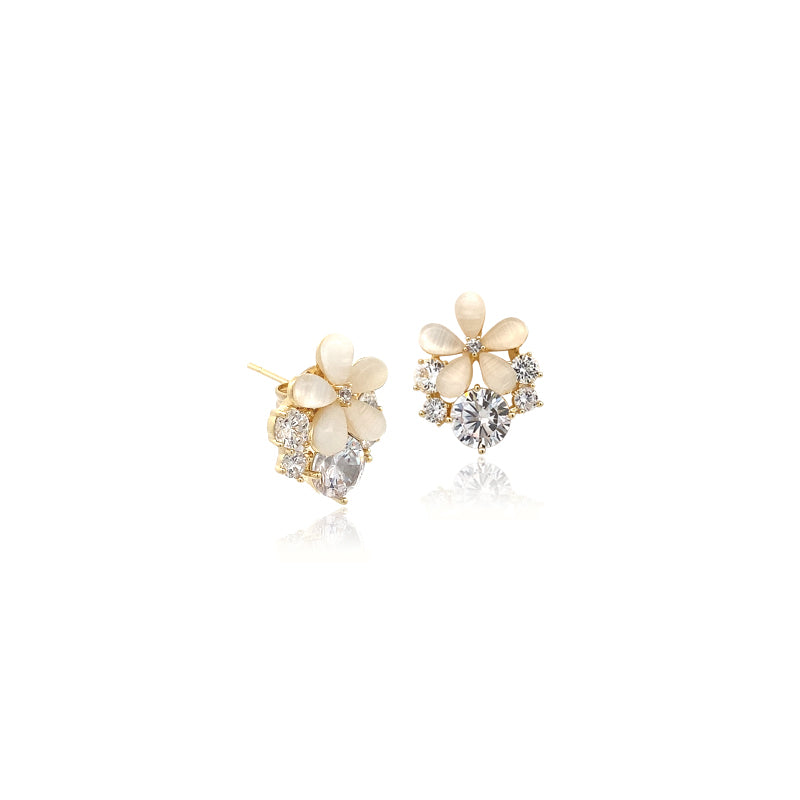 Flower Simulated Moonstone Earrings