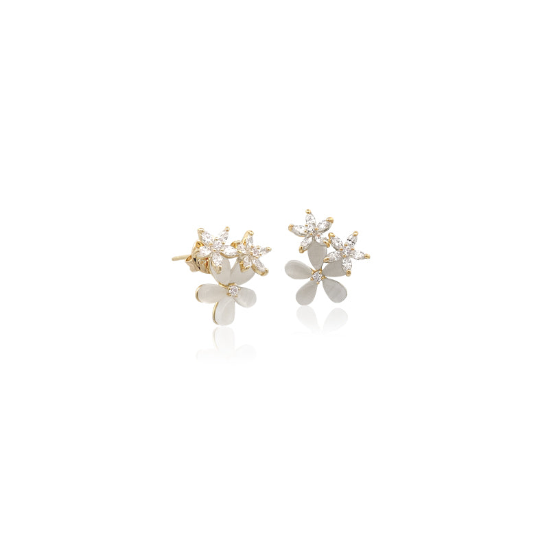 Flower Simulated Moonstone Earrings