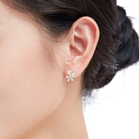 Flower Simulated Moonstone Earrings