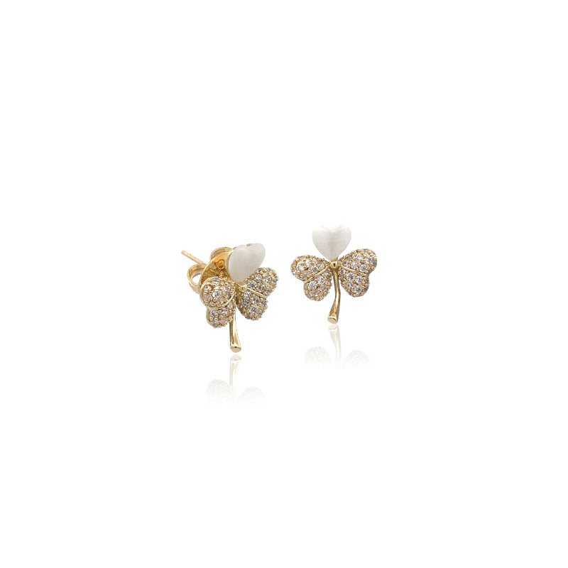 Clover Hearts Simulated Moonstone Earrings