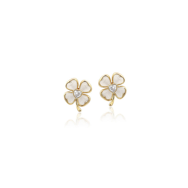 Leaf Clover Simulated Moonstone Earrings