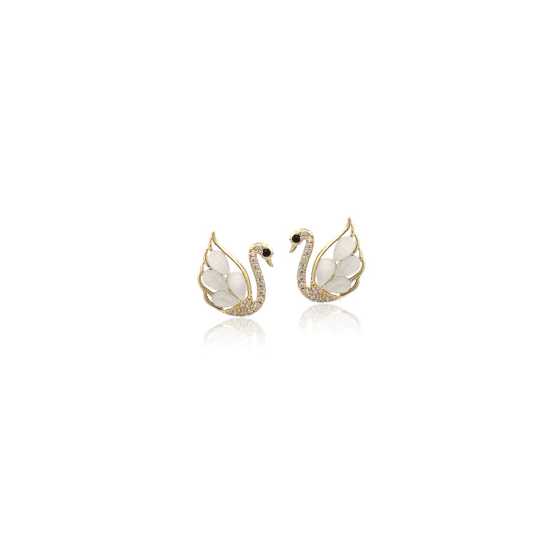 Swan Simulated Moonstone Earrings