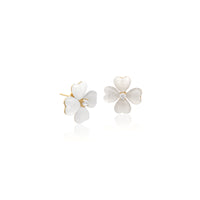 Clover Heart Simulated Moonstone Earrings