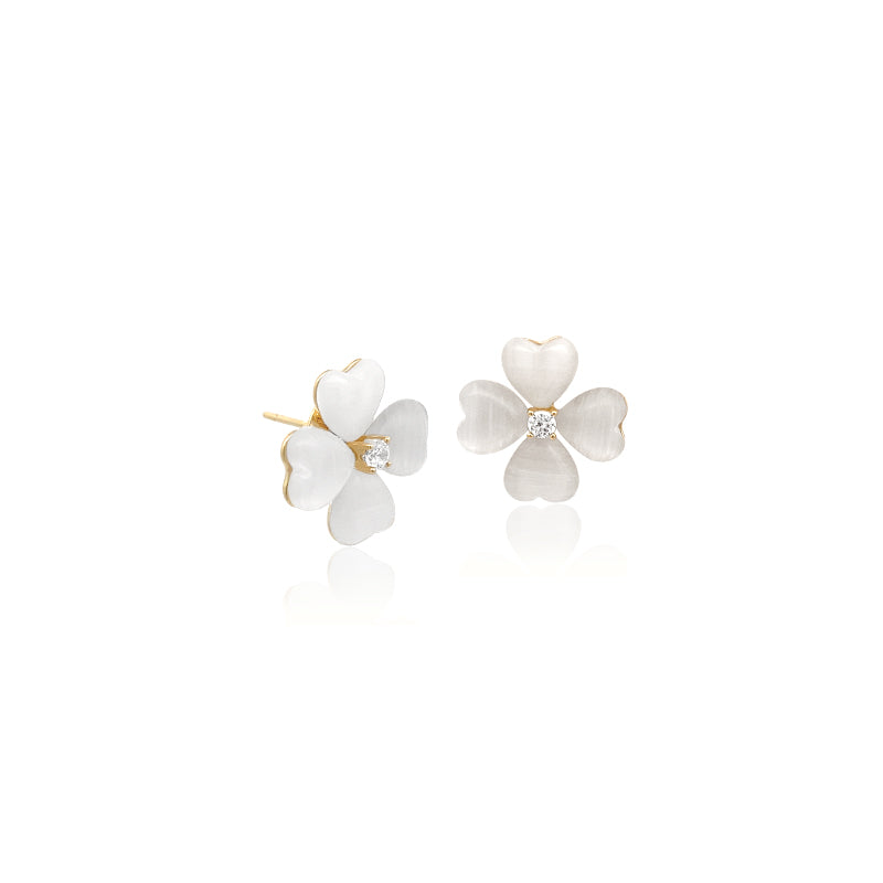 Clover Heart Simulated Moonstone Earrings