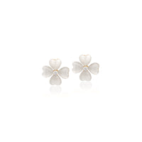 Clover Heart Simulated Moonstone Earrings