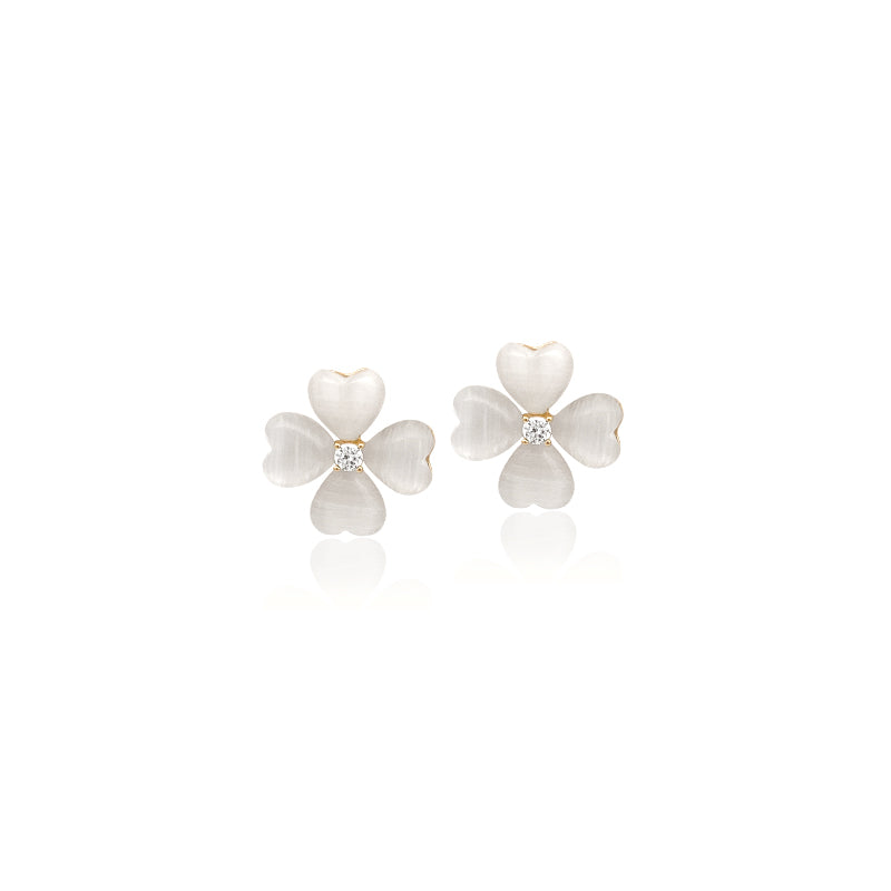 Clover Heart Simulated Moonstone Earrings