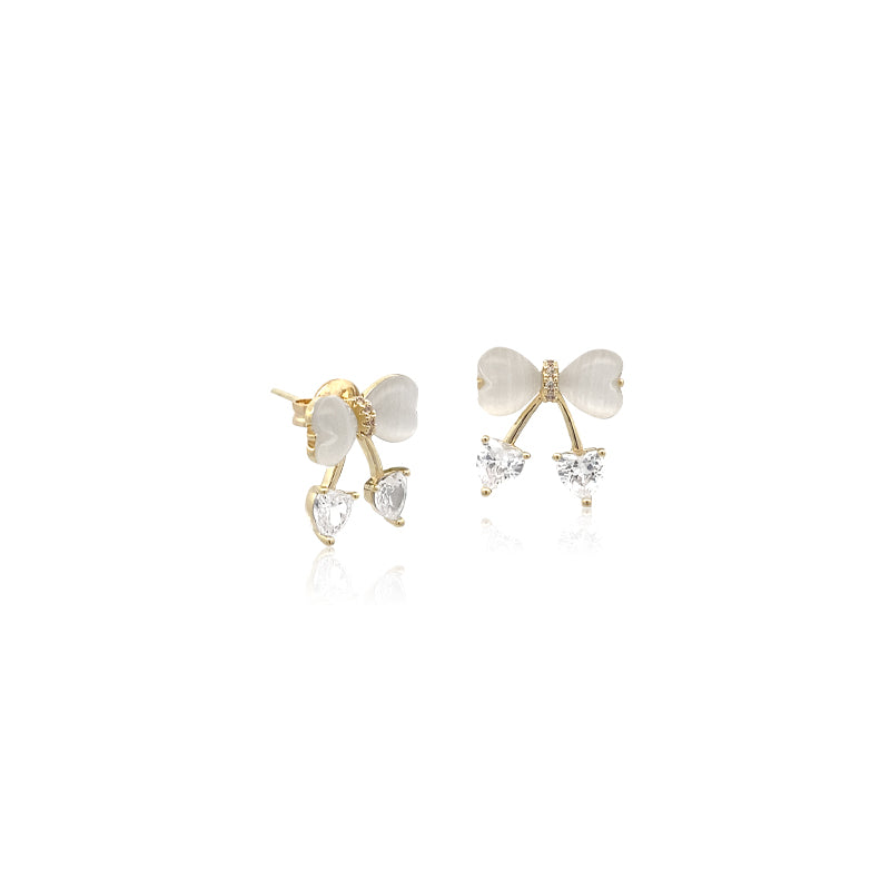 Ribbon Simulated Moonstone Earrings