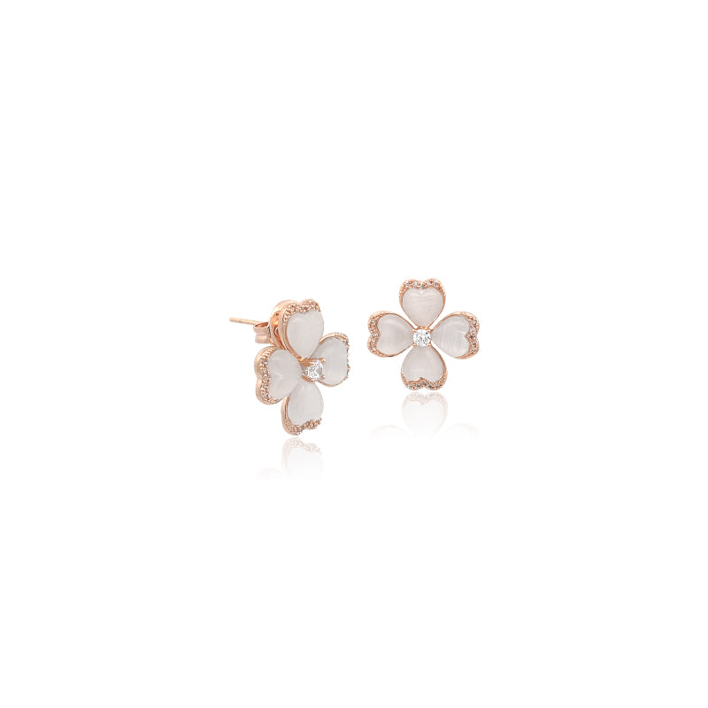 Clover Simulated Moonstone Earrings