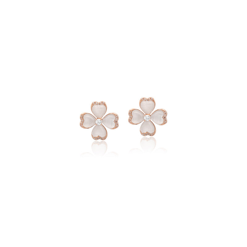 Clover Simulated Moonstone Earrings