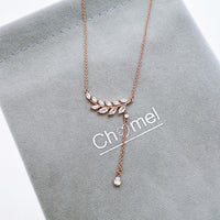 Cubic Zirconia Leaf Necklace