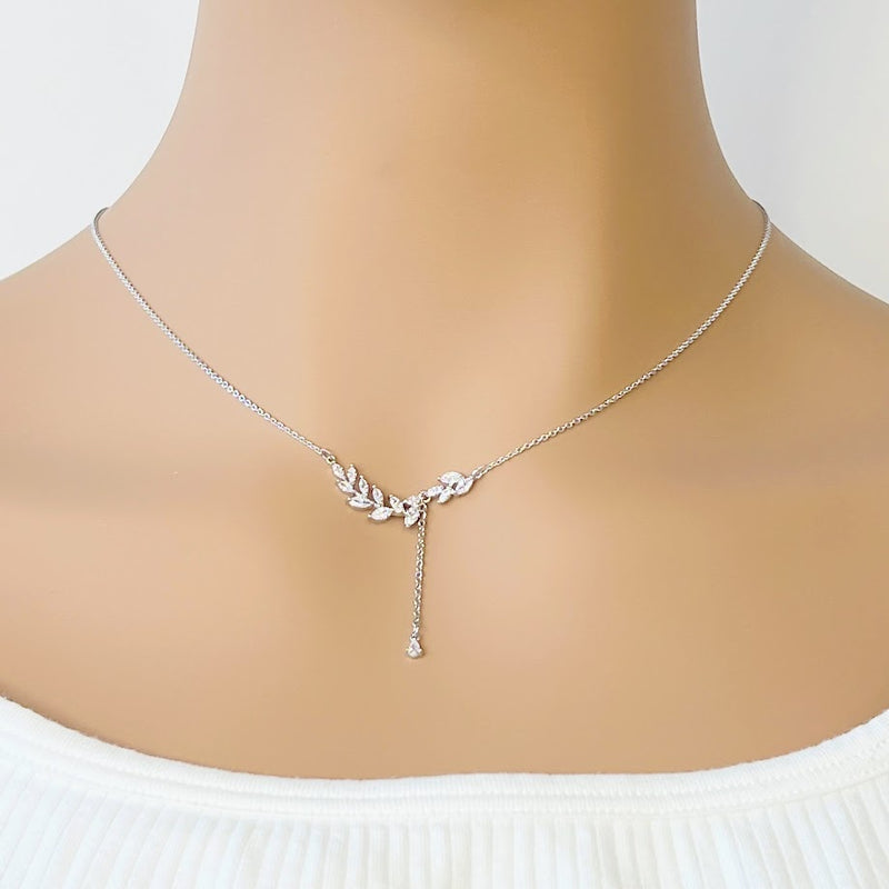 Leaf Cubic Zirconia Necklace