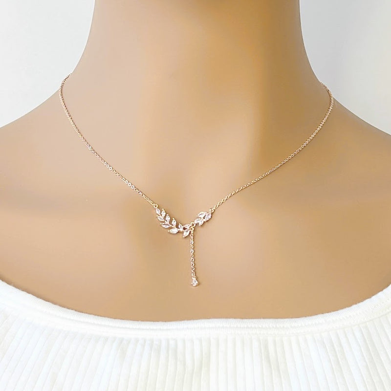 Leaf Cubic Zirconia Necklace