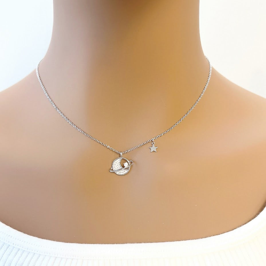 Planet Cubic Zirconia Necklace