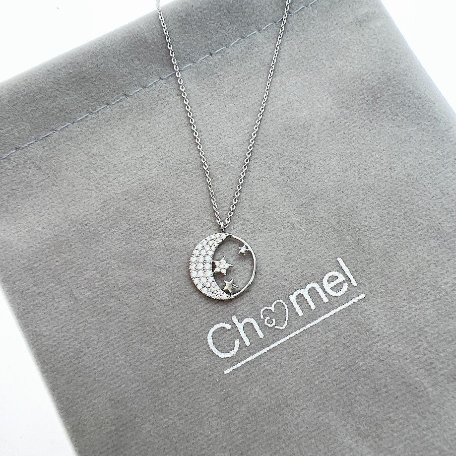 Moon & Star Cubic Zirconia Necklace