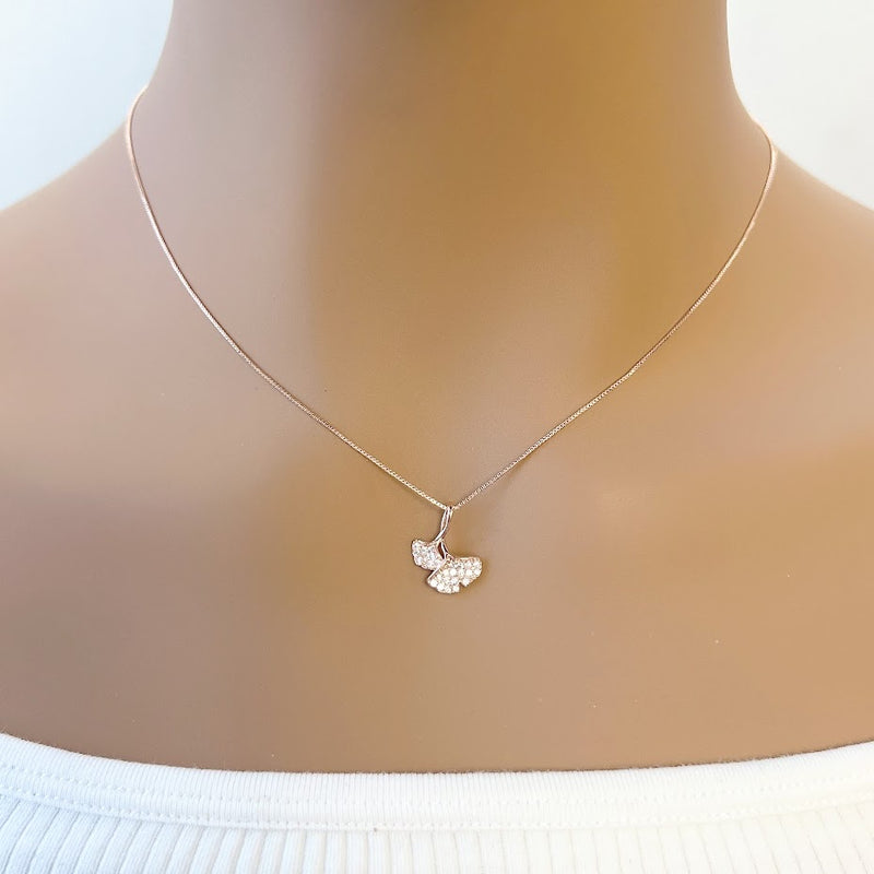 Gingko Leaf Cubic Zirconia Necklace