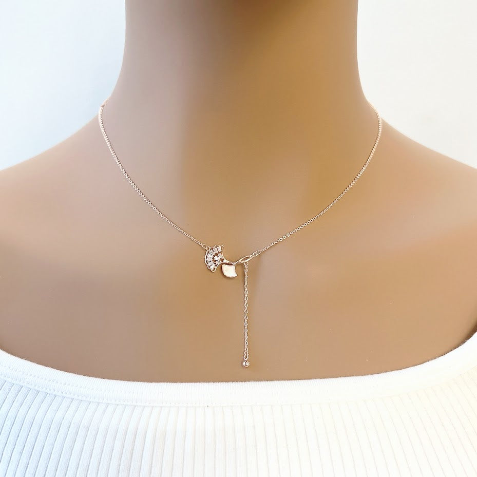 Gingko Leaf Cubic Zirconia  Necklace