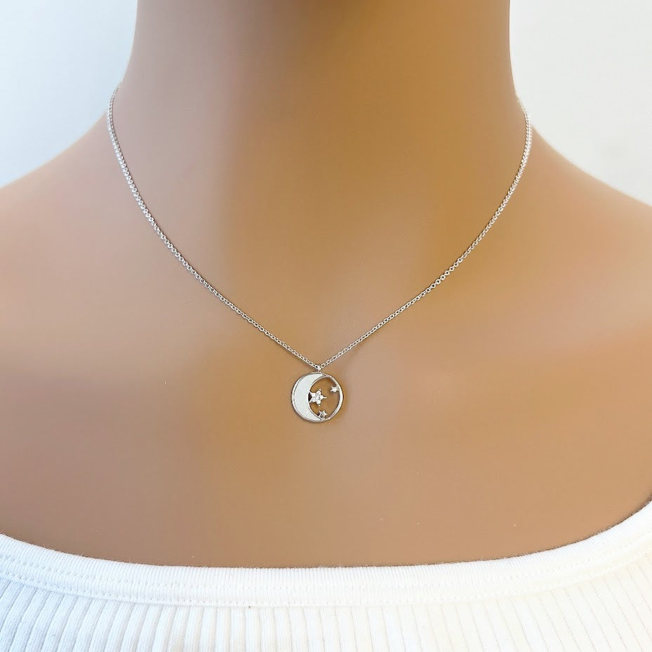 Moon & Star Mother of Pearl Necklace