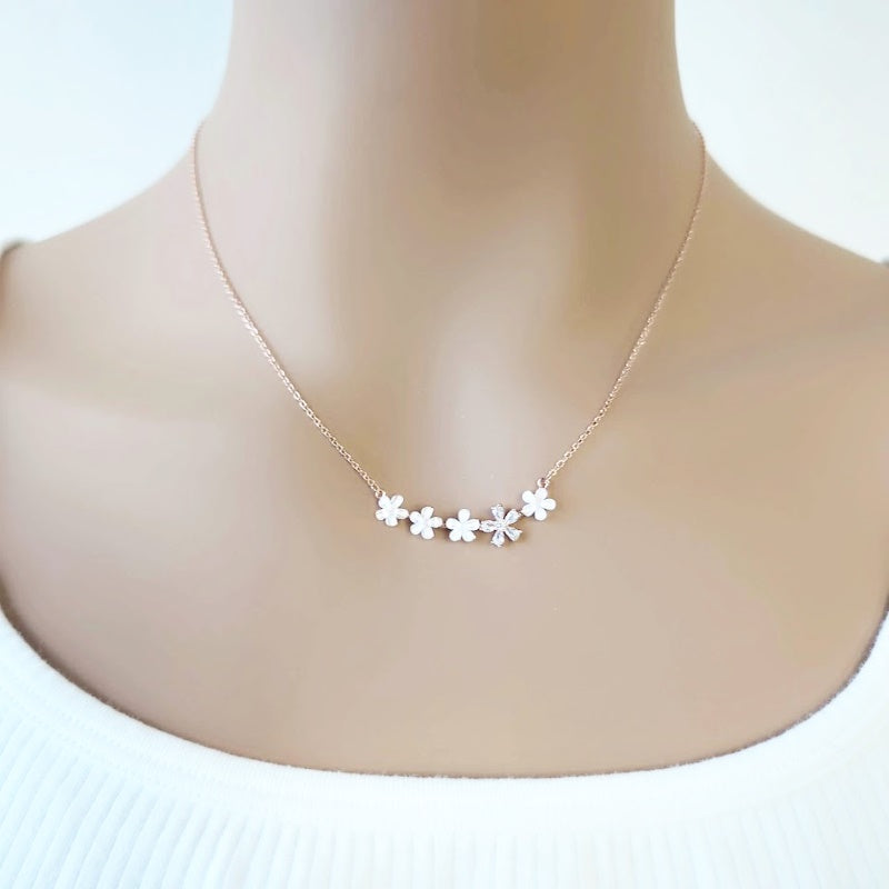 Flower Cubic Zirconia Necklace