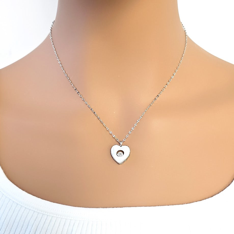 Heart Cubic Zirconia and Mother of Pearl Necklace