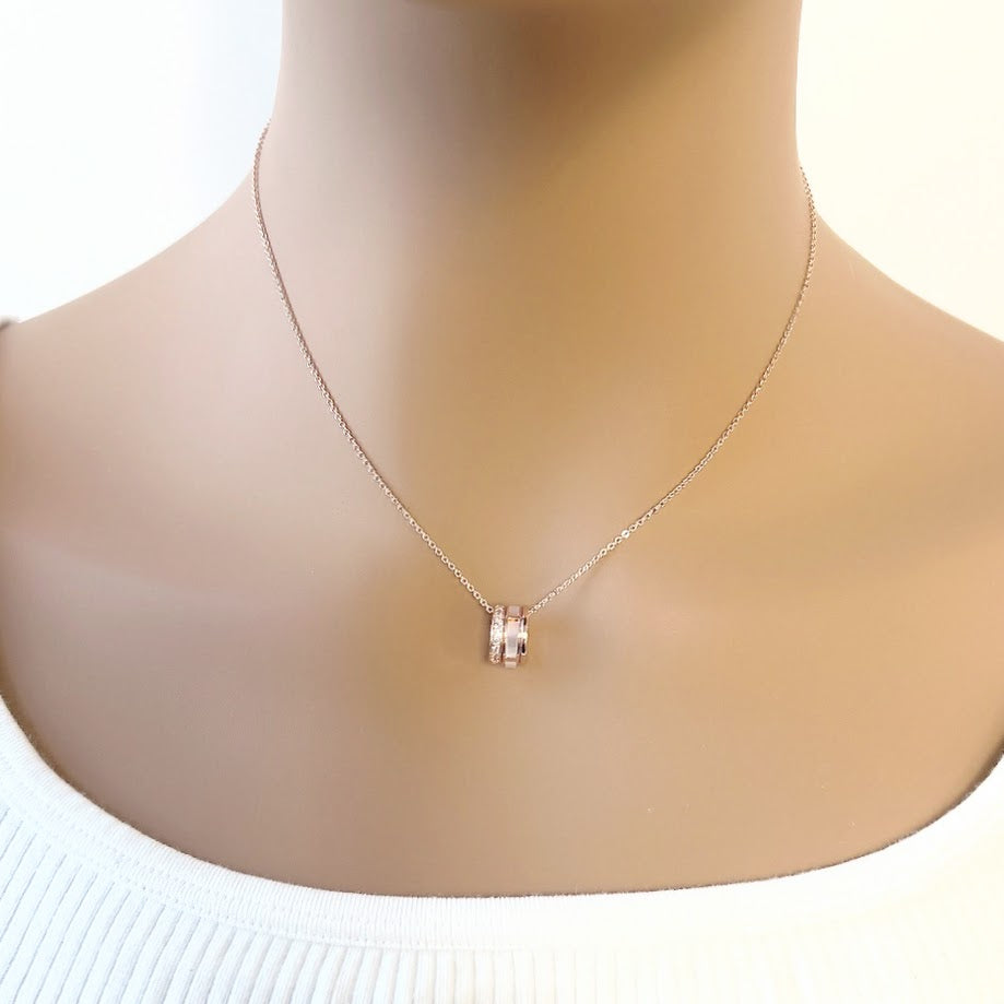 Circle Mother of Pearl & Cubic Zirconia Necklace