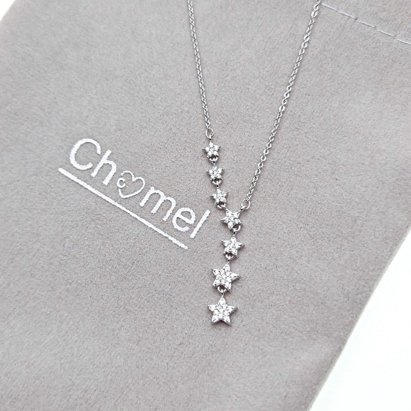 CHOMEL Cubic Zirconia Star Rhodium Necklace