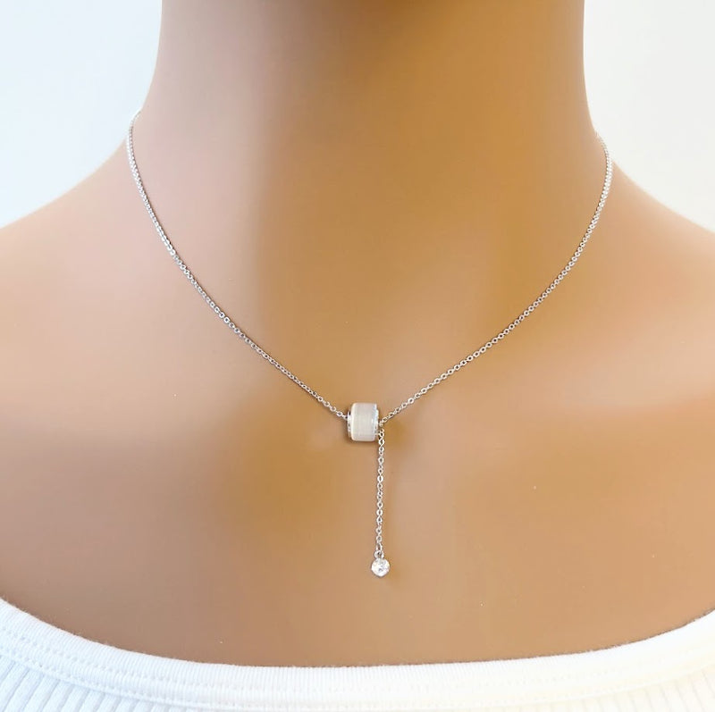 Tunnel Simulated Moonstone Necklace