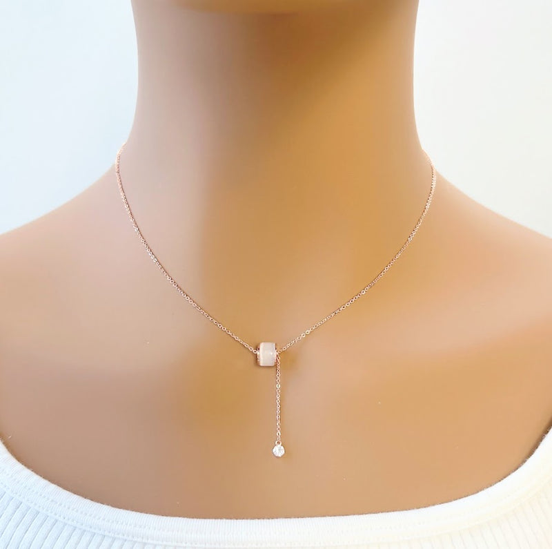 Tunnel Simulated Moonstone Necklace