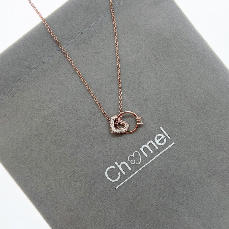 Interlocking Heart & Ring Necklace