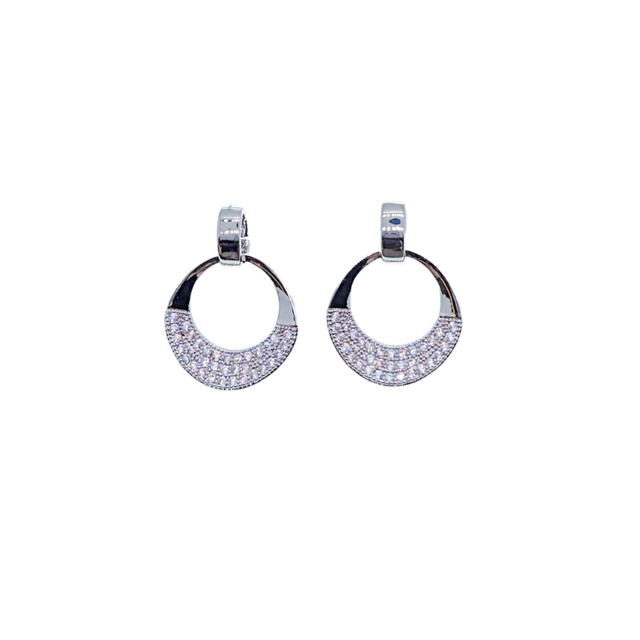 White gold and cubic clearance zirconia earrings