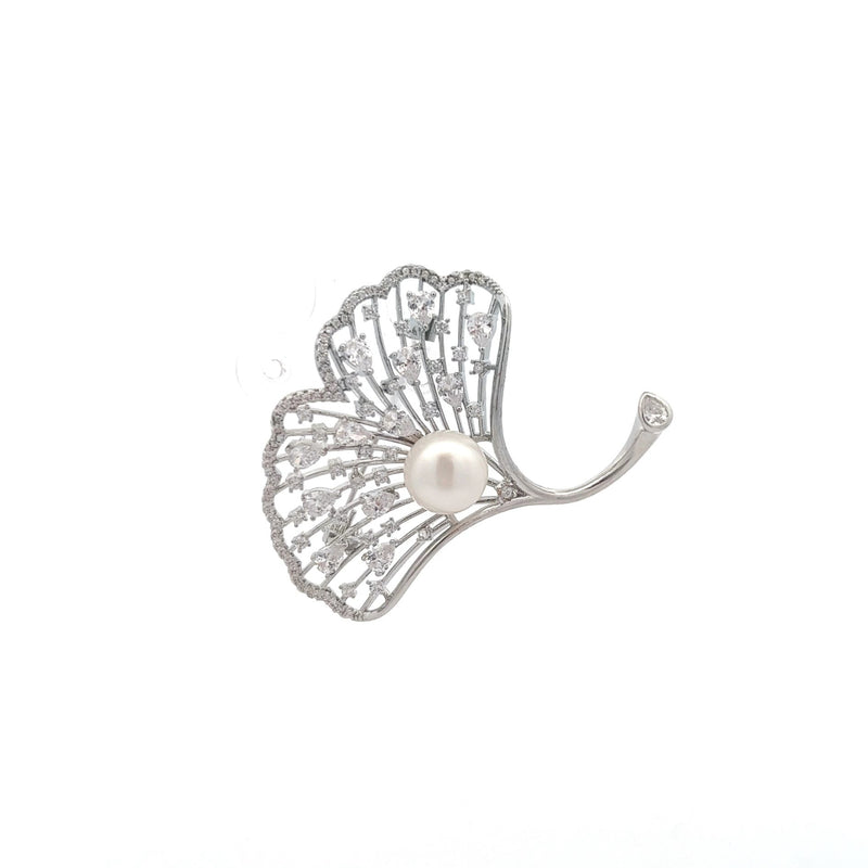 Gingko Leaf Freshwater Pearl Brooch