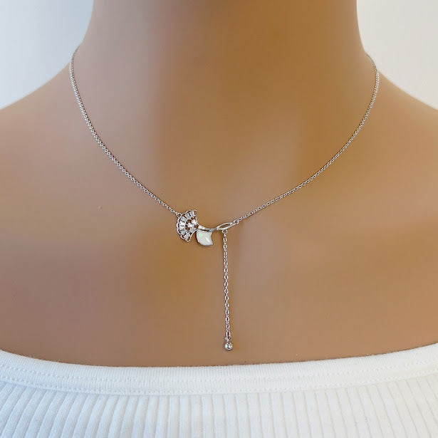 Gingko Leaf Cubic Zirconia  Necklace