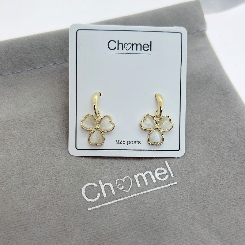 Leaf Clover Simulated Moonstone Earrings