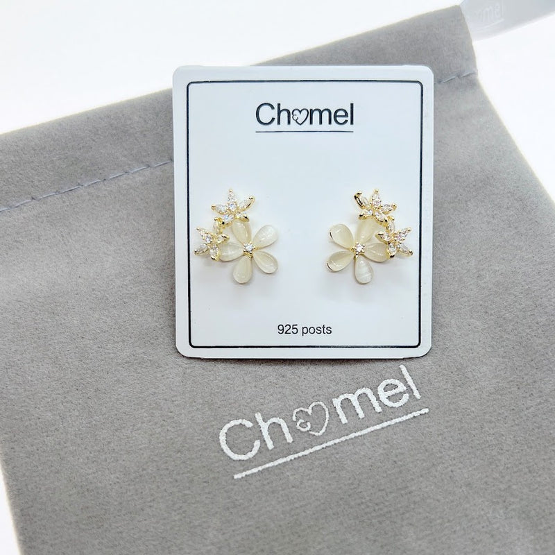 Flower Simulated Moonstone Earrings