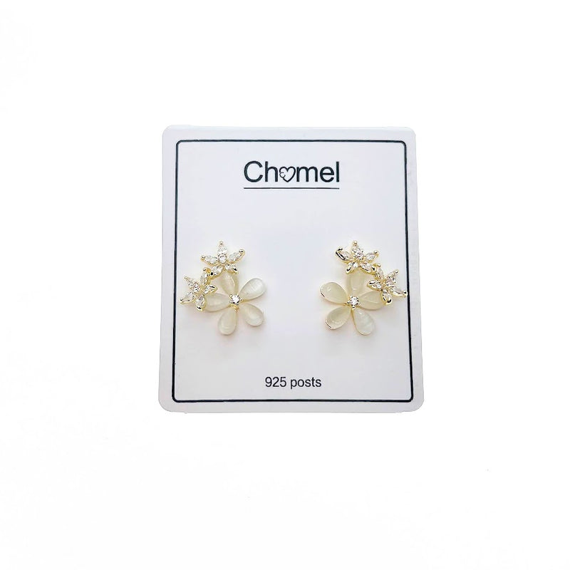 Flower Simulated Moonstone Earrings