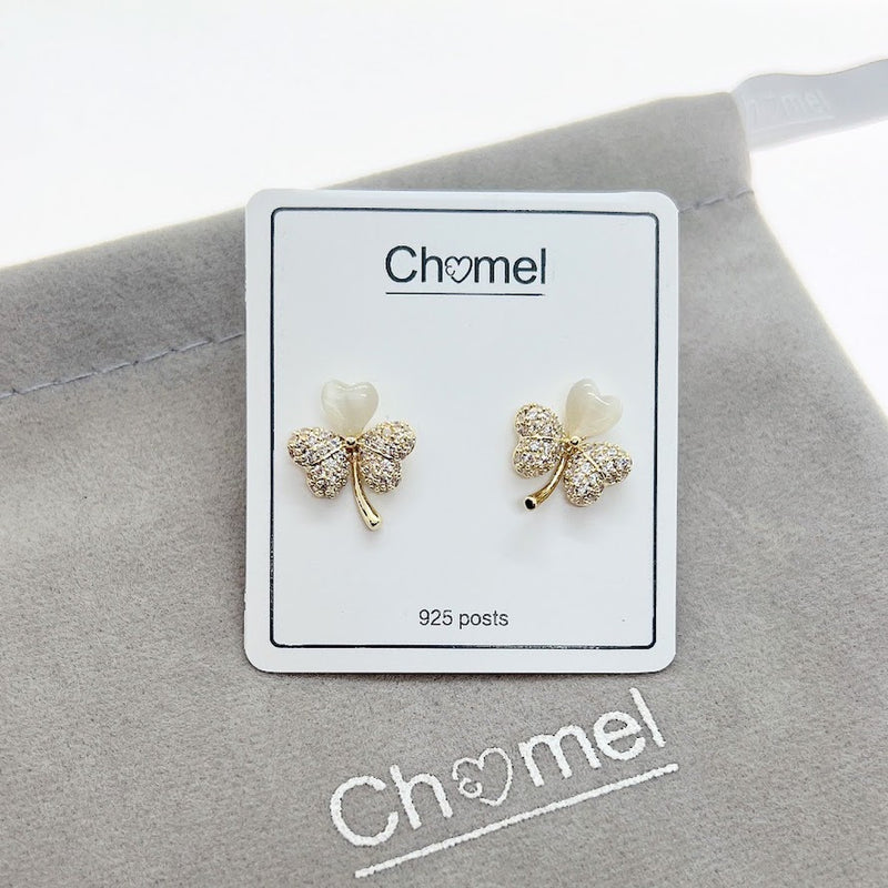 Clover Hearts Simulated Moonstone Earrings