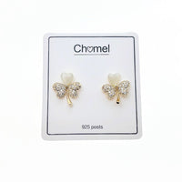 Clover Hearts Simulated Moonstone Earrings