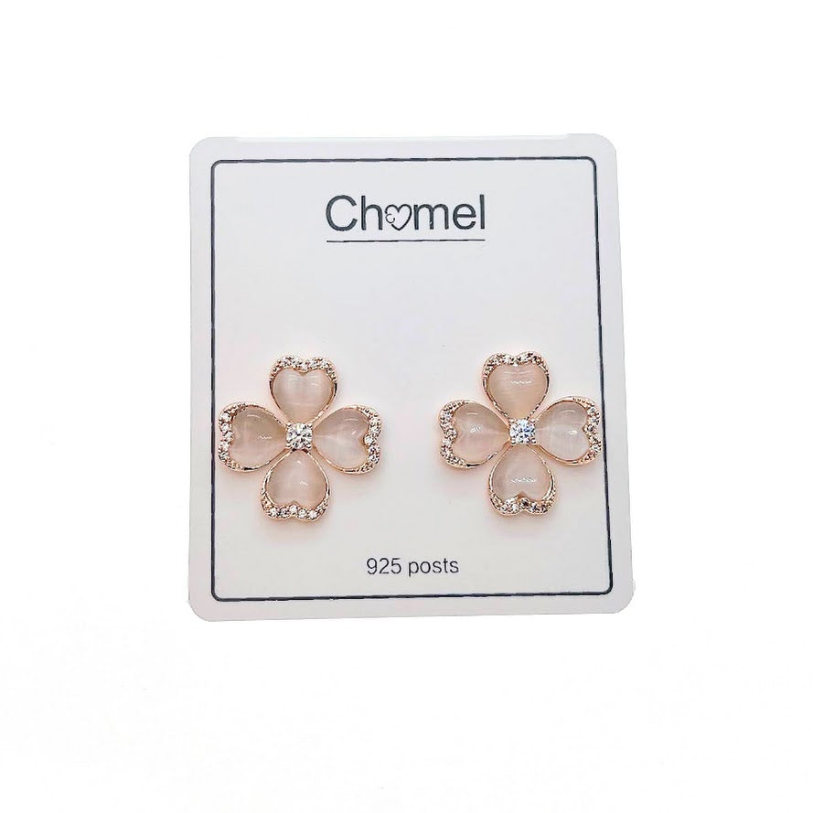 Clover Simulated Moonstone Earrings