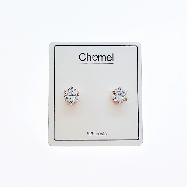 7mm Cubic Zirconia Solitaire Stud Earring