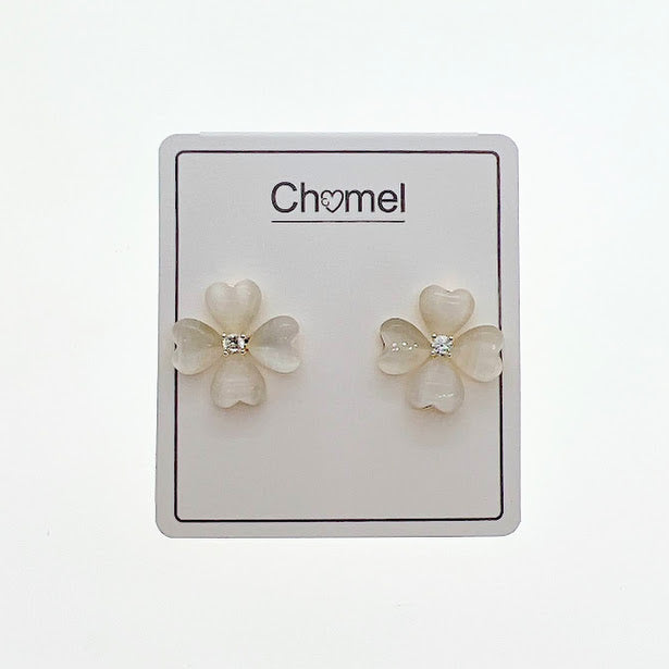 Clover Heart Simulated Moonstone Earrings