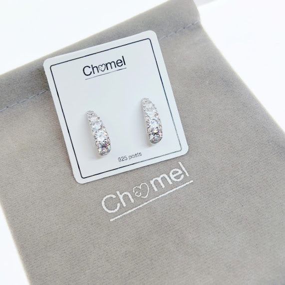 Cubic Zirconia Hoop Stud Earrings