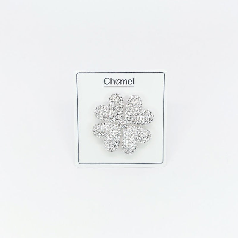 Clover Cubic Zirconia Brooch