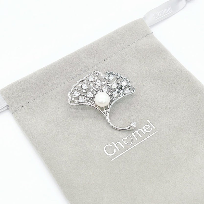 Gingko Leaf Freshwater Pearl Brooch